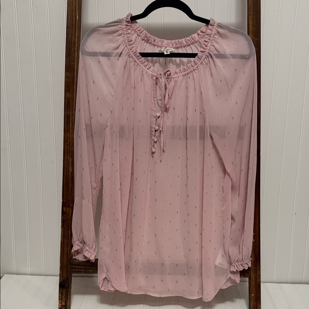 Jessica Simpson Maternity Elegant Light Pink Blouse with Delicate Details Size L